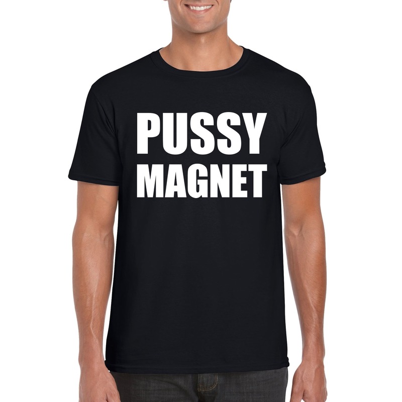 Pussy magnet tekst t-shirt zwart heren Top Merken Winkel